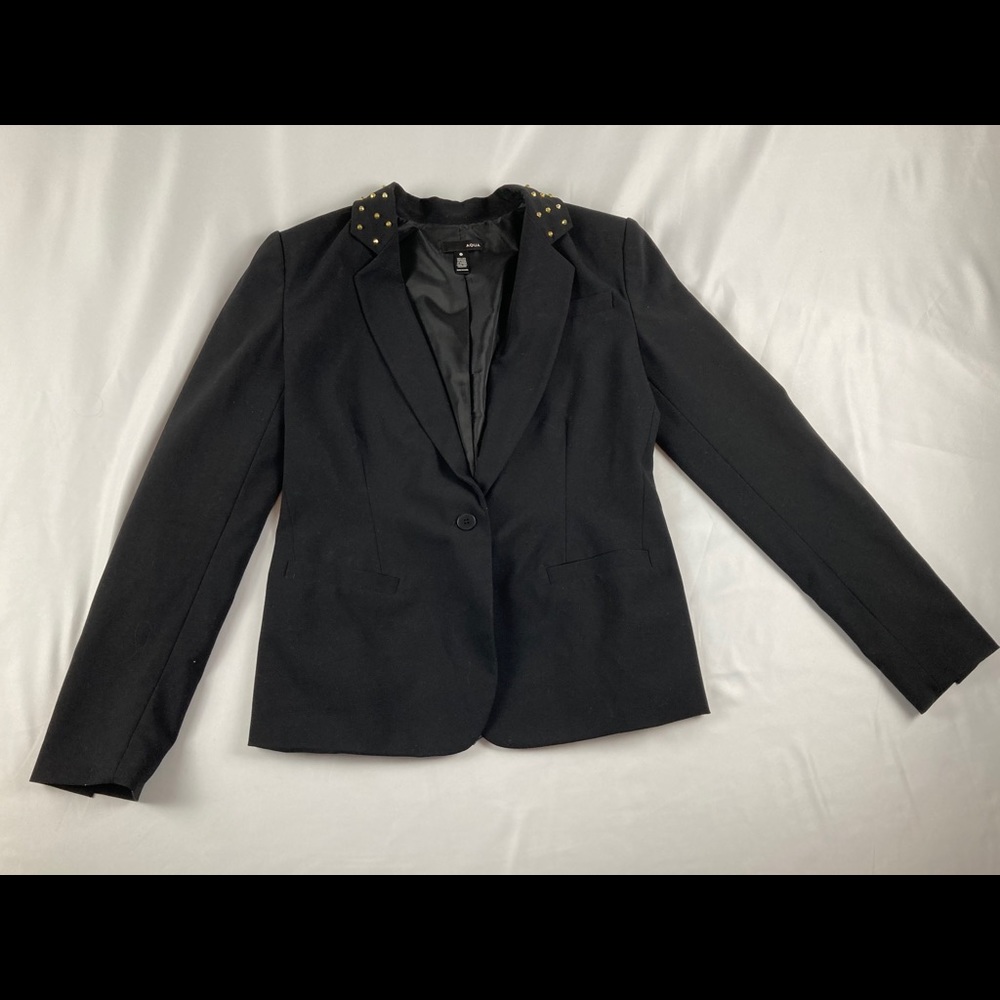 Aqua black jacket with gold studded collar